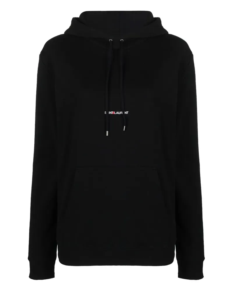 Saint Laurent logo-print drawstring hoodie - Schwarz Schwarz