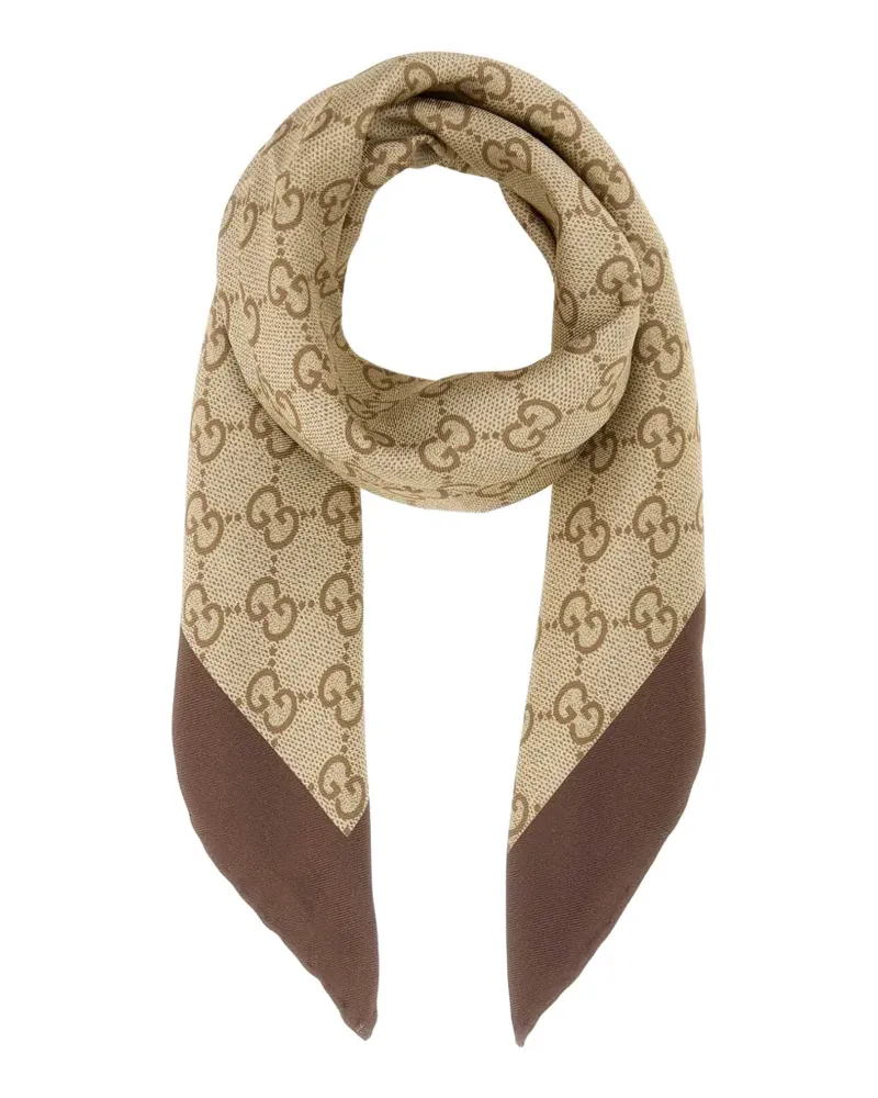 Gucci Seidenschal mit GG-Print - Nude Nude