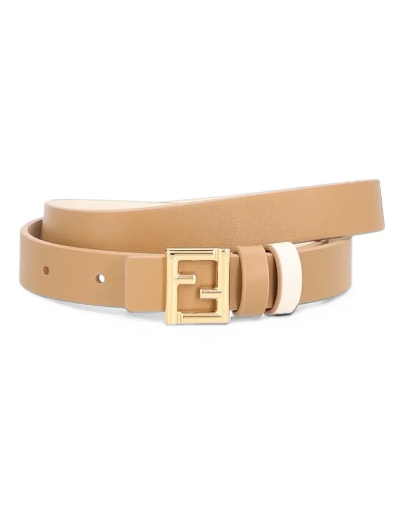 Fendi Wendbarer Gürtel aus Leder in Kamel- und Pergamentfarbe 20mm - Braun Braun