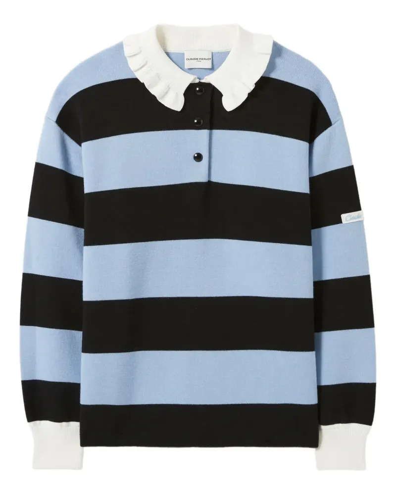 Claudie Pierlot Gestreifter Polo-Pullover - Blau Blau