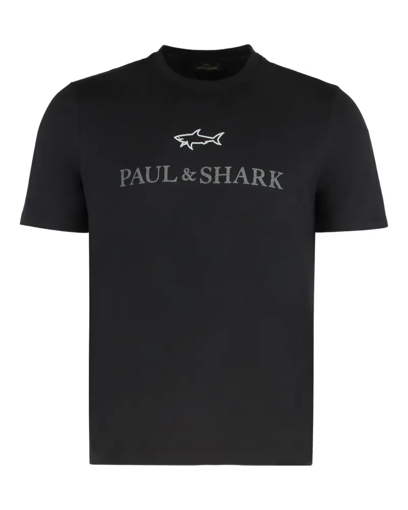 Paul & Shark Kurzärmeliges T-Shirt mit Logo-Print - Schwarz Schwarz