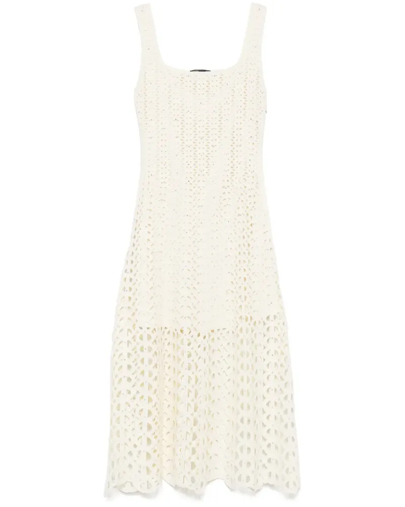 Maje Midikleid mit Lochstrickmuster - Gelb Gelb