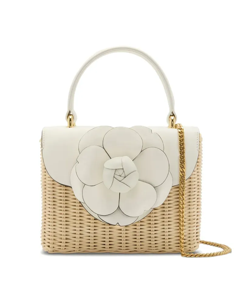 Oscar de la Renta Tote Bag mit Blumenapplikation - Weiß Weiß