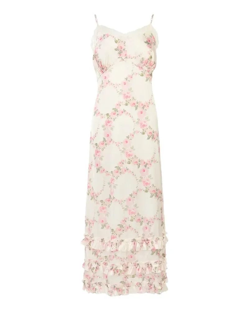 Simone Rocha Maxikleid mit Blumenprint - Nude Nude