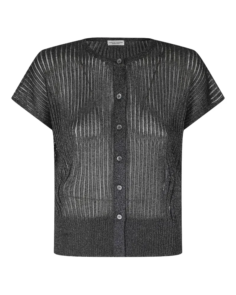 Roberto Collina ribbed-knit short-sleeve cardigan - Schwarz Schwarz