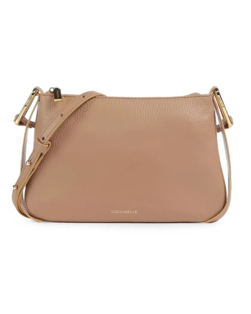 Coccinelle Schultertasche aus gekörntem Leder - Nude Nude