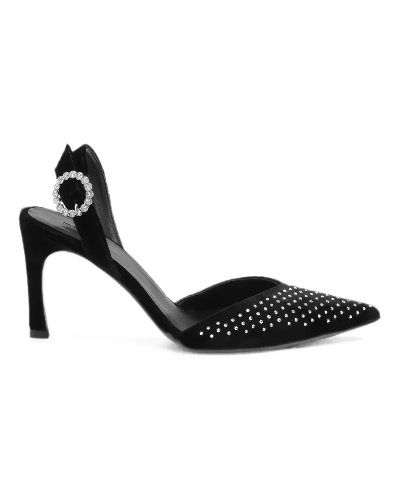 ROTATE Birger Christensen Slingback High Strass Samt Maultiere - Schwarz Schwarz