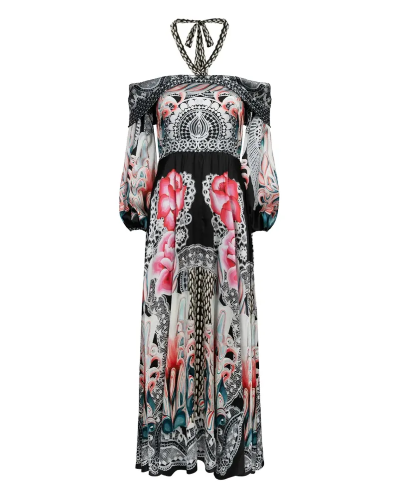 Temperley London Cici Neckholder-Midikleid mit Blumen-Print - Schwarz Schwarz