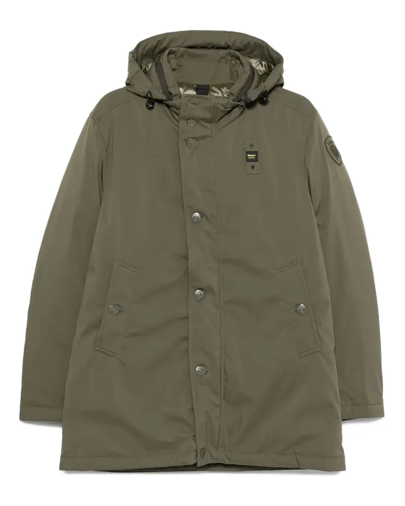 Blauer Kapuzenjacke mit Knöpfen - Grün Grün