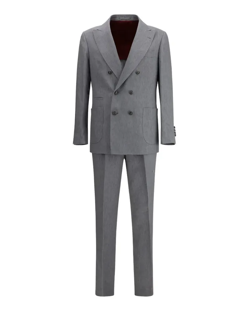 Brunello Cucinelli linen double-breasted suit - Grau Grau