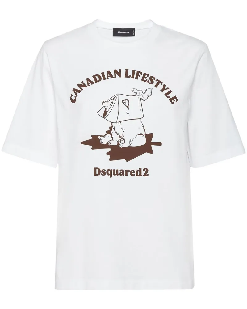 Dsquared2 T-Shirt mit Logo-Print - Weiß Weiß