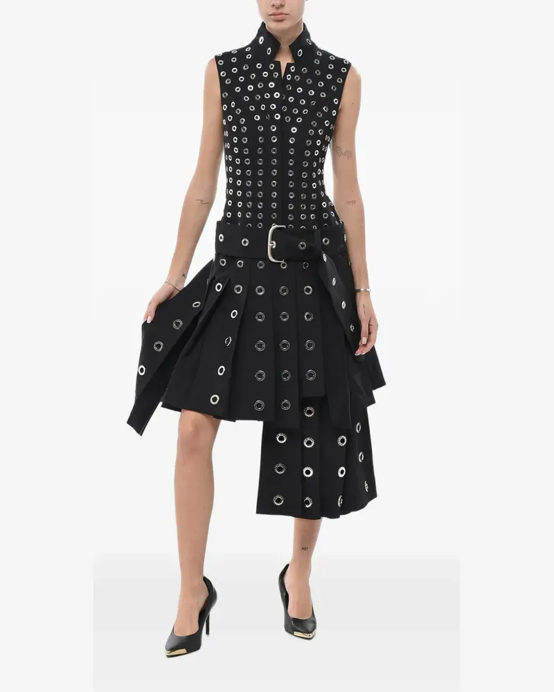 OFF-WHITE eyelet-embellished belted dress - Schwarz Schwarz