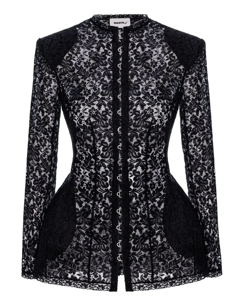 Seen Users Trousseau floral-lace blazer - Schwarz Schwarz