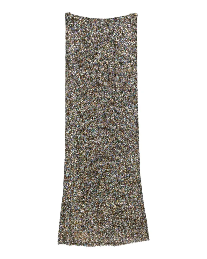 Alberta Ferretti Strickrock mit Pailletten - Silber Silber