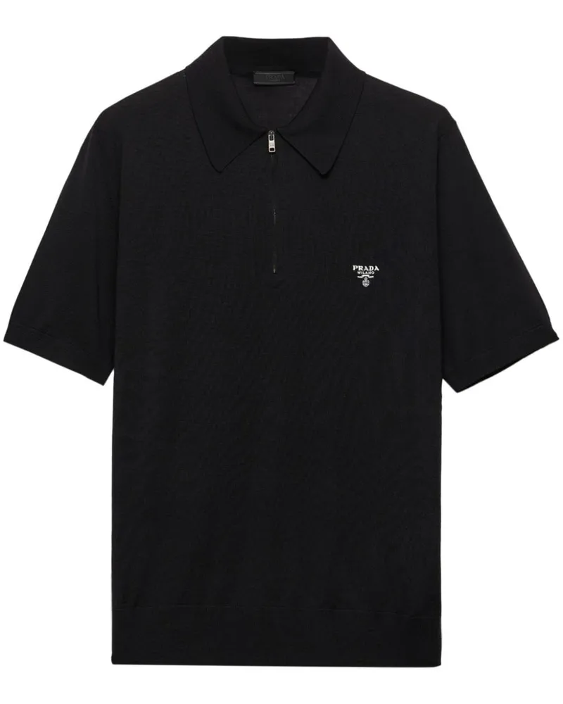 Prada Poloshirt mit Reißverschluss - Schwarz Schwarz
