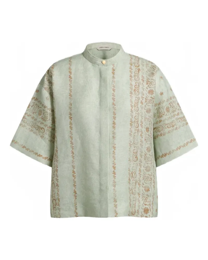 Alberta Ferretti floral-print short-sleeve blouse - Grün Grün
