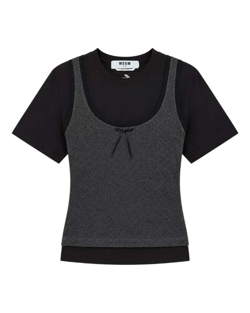 MSGM layered bow-detail T-shirt - Schwarz Schwarz