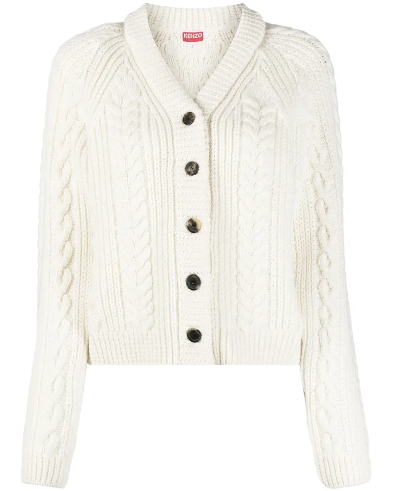 Kenzo Cardigan mit Zopfmuster - Weiß Weiß