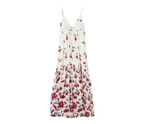 Langes Spitzenkleid mit Kirschen-Print - Weiß