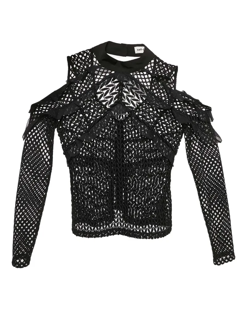 Self-Portrait Langarmshirt mit Cut-Out - Schwarz Schwarz