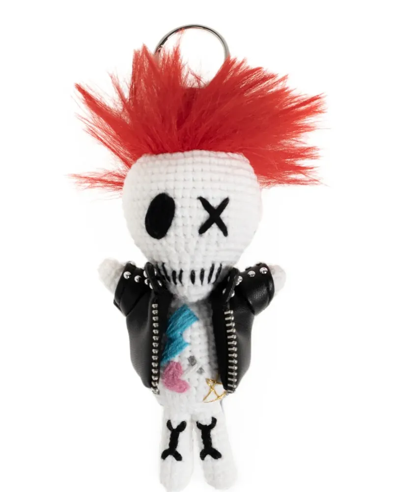 Alexander McQueen crochet-knit studded bag charm - Weiß Weiß