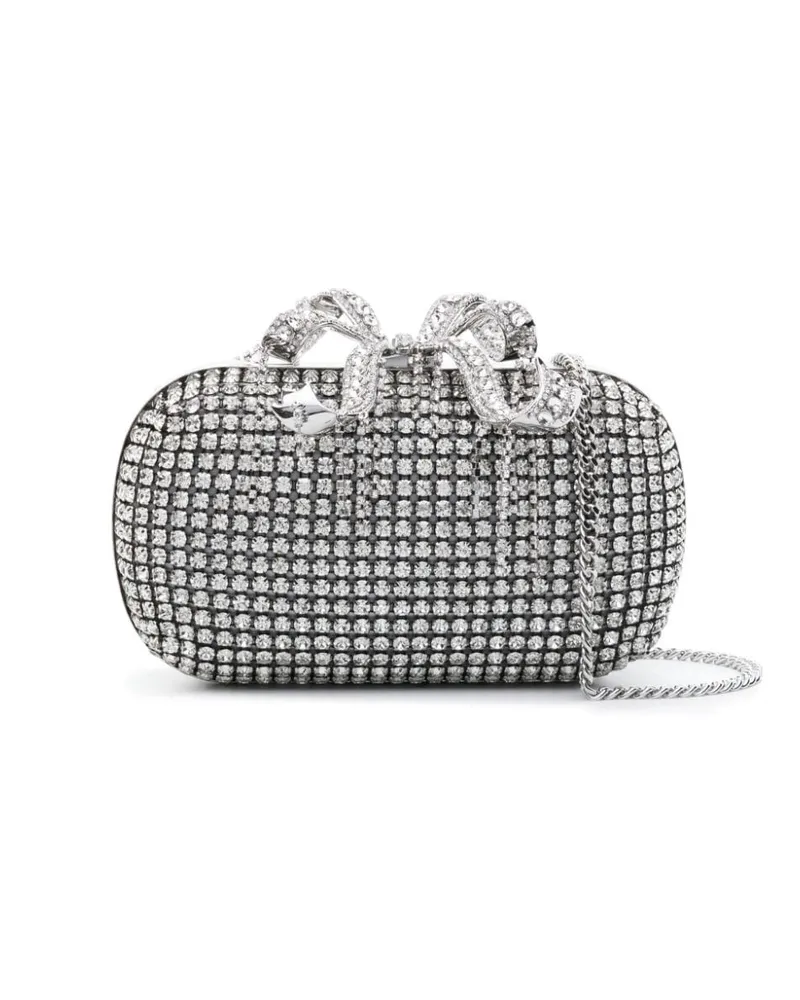 Self-Portrait Chainmail-Clutch mit Kristallen Silber