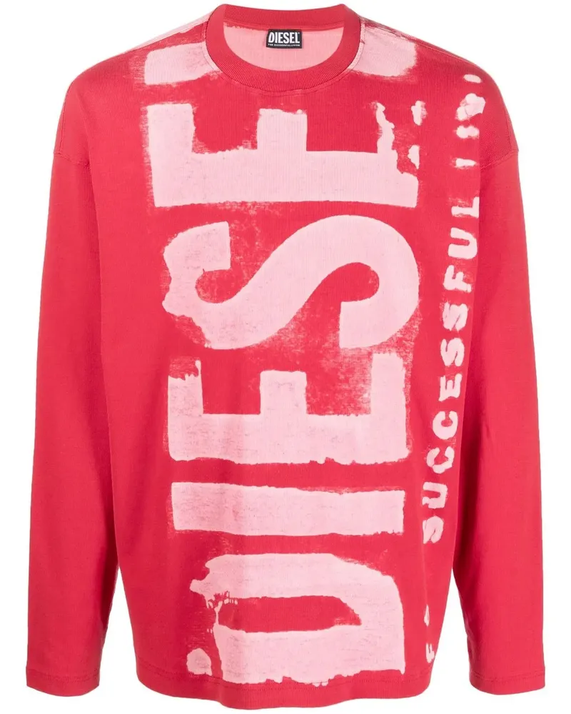 Diesel T-Wasrib T-Shirt mit Logo-Print - Rot Rot