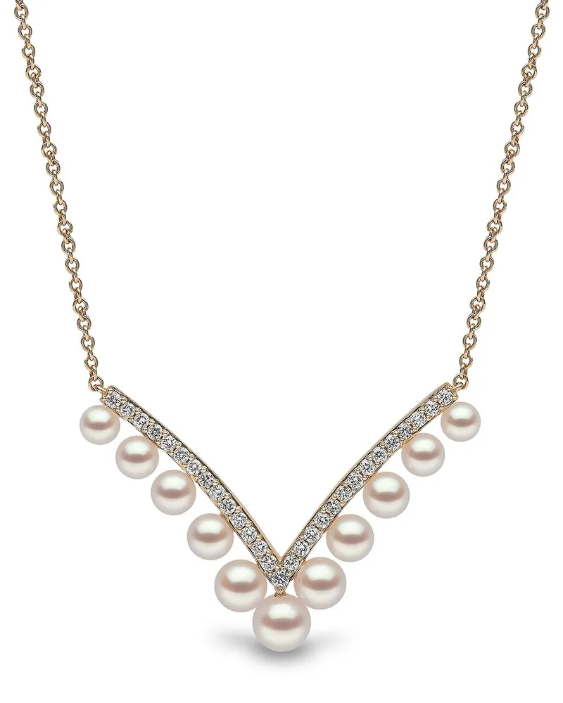 YOKO London 18kt Sleek Gelbgoldhalskette mit Akoya-Perlen und Diamanten Gold
