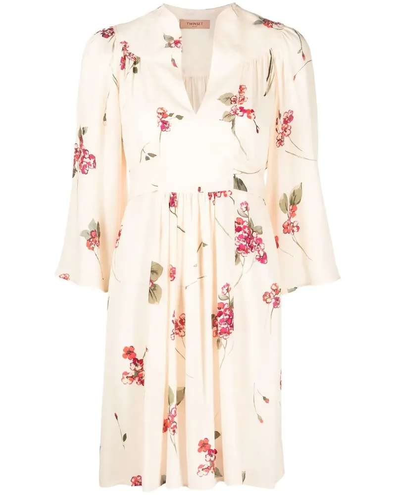 Twin-Set Minikleid mit Blumen-Print - Nude Nude