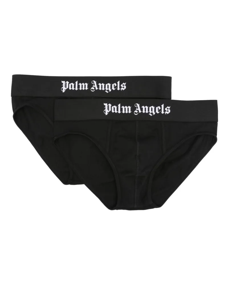 Palm Angels Set aus zwei Slips mit Logo-Print - Schwarz Schwarz