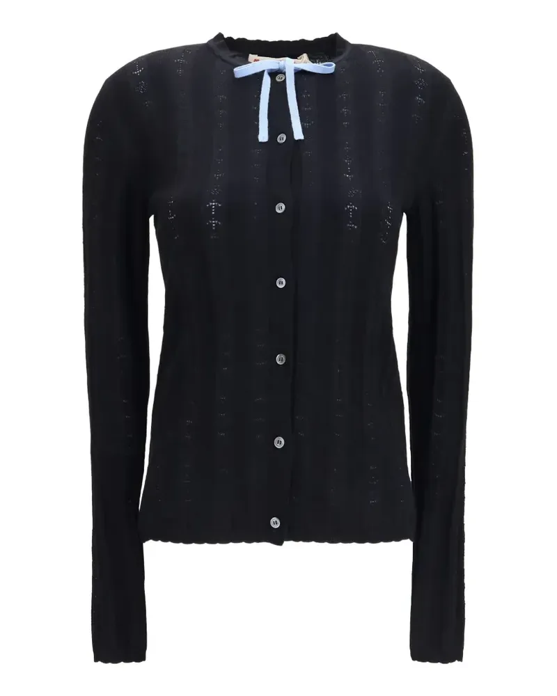 Marni bow-detail textured-knit cardigan - Schwarz Schwarz