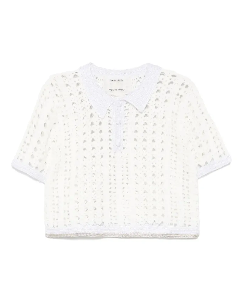 forte_forte Gestricktes Poloshirt - Weiß Weiß