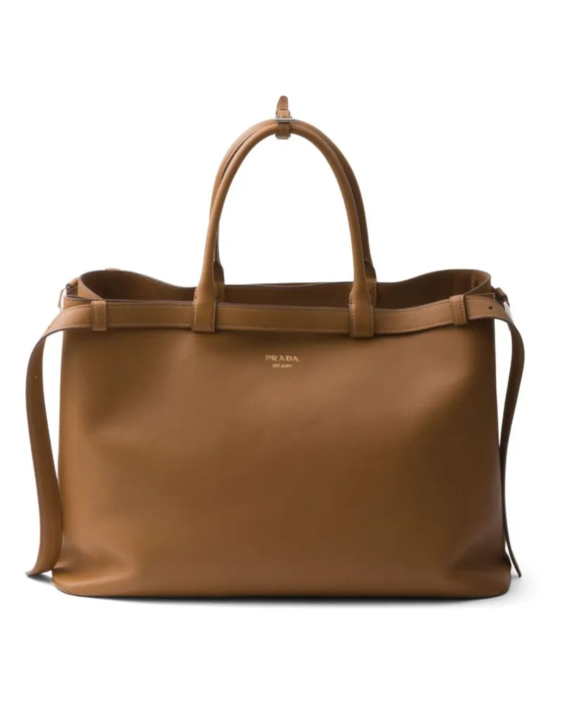 Prada Handtasche mit zwei Zierriemen - Braun Braun