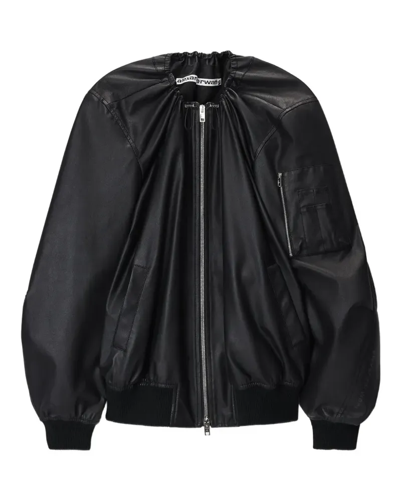 Alexander Wang Lederjacke mit gerafftem Detail - Schwarz Schwarz