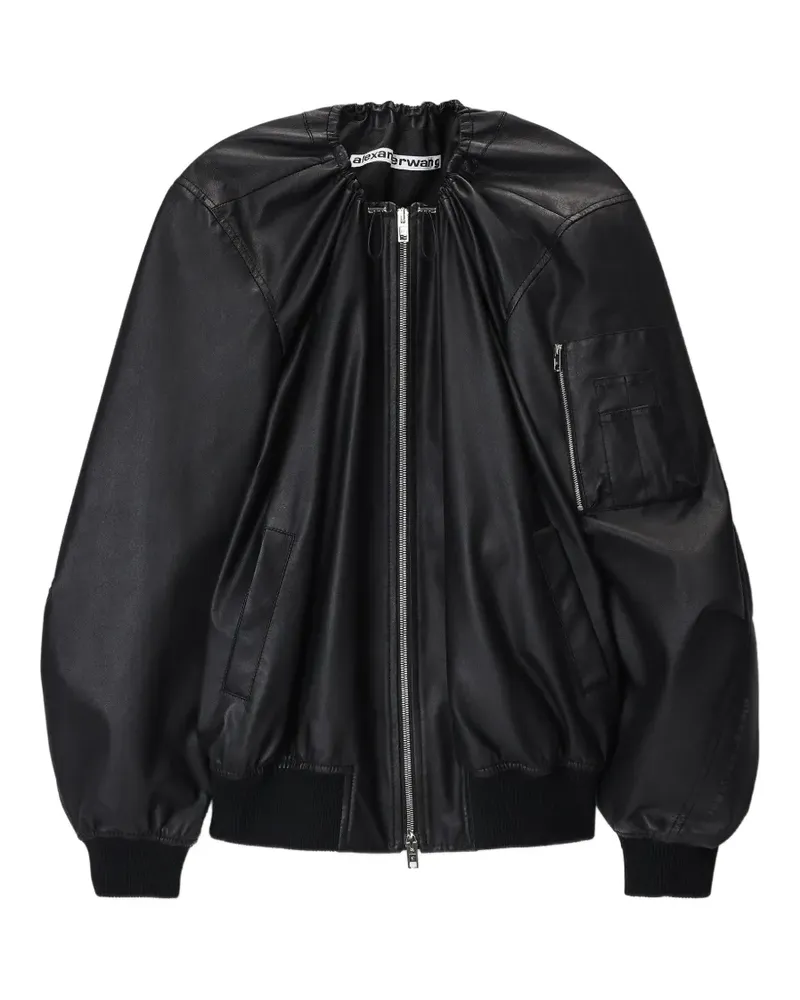 Alexander Wang gathered-detail leather jacket - Schwarz Schwarz