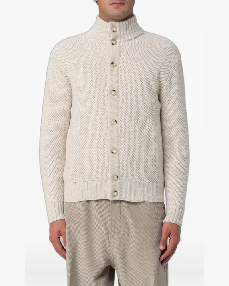 XC basket-weave high-neck cardigan - Weiß Weiß