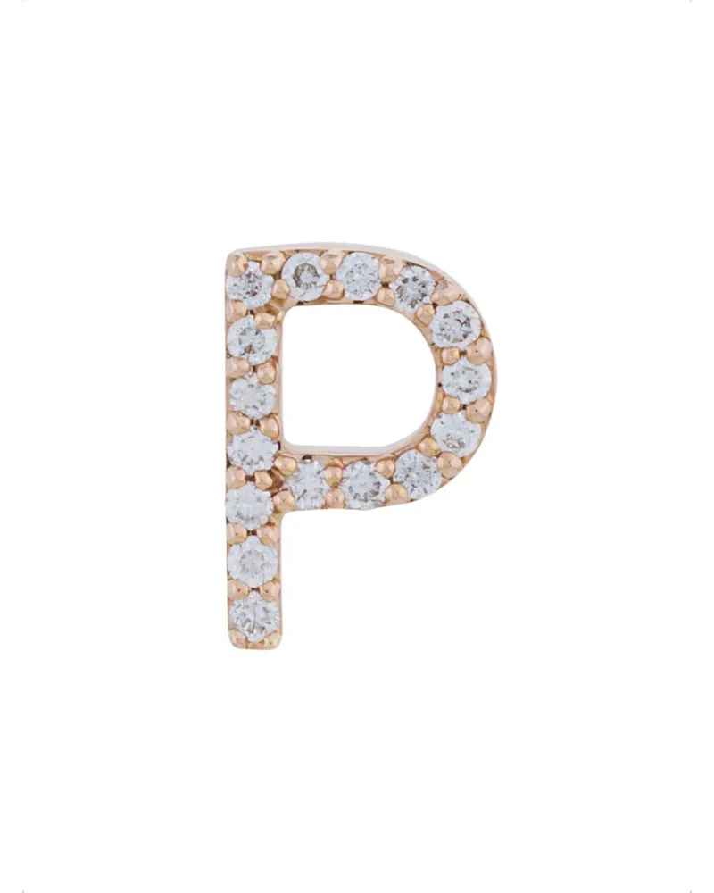 Alinka 18kt Rotgoldohrstecker mit Diamanten in 'P'-Form - Metallic Metallic
