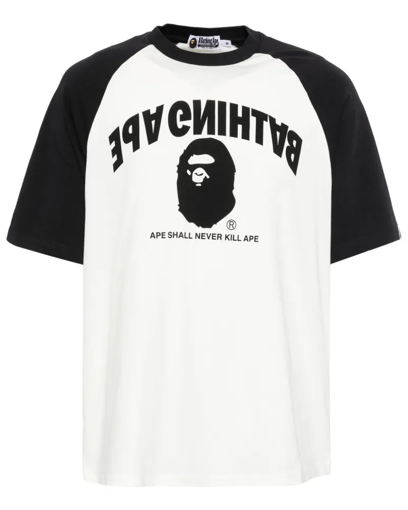 BAPE College T-Shirt mit Raglanärmeln - Weiß Weiß