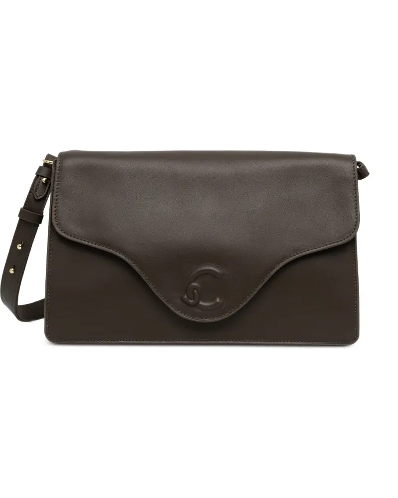 Coccinelle C-Me Softy Schultertasche mit Logo-Prägung - Braun Braun
