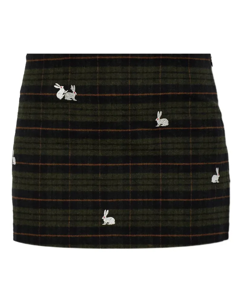 Carne Bollente check-pattern embroidered mini skirt - Grün Grün