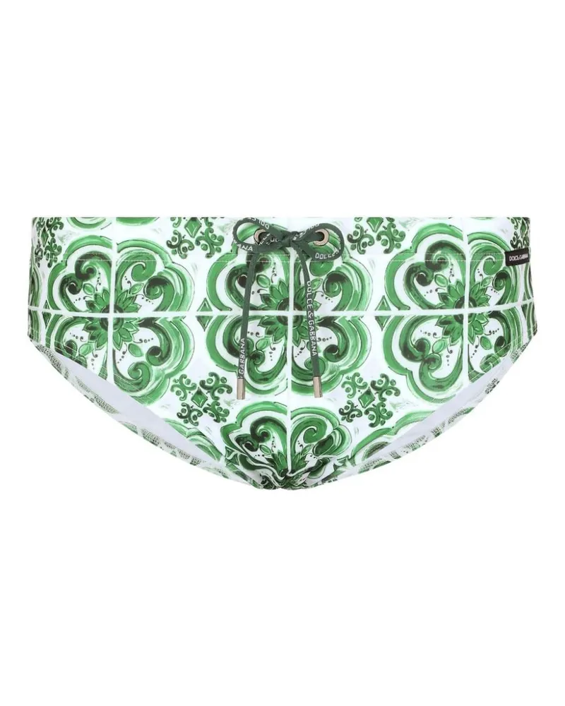 Dolce & Gabbana Badehose mit Majolica-Print - Grün Grün
