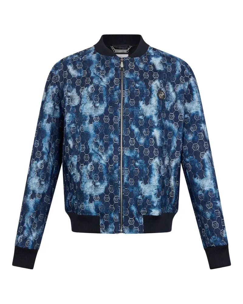 Philipp Plein Bomberjacke aus Monogramm-Jacquard - Blau Blau