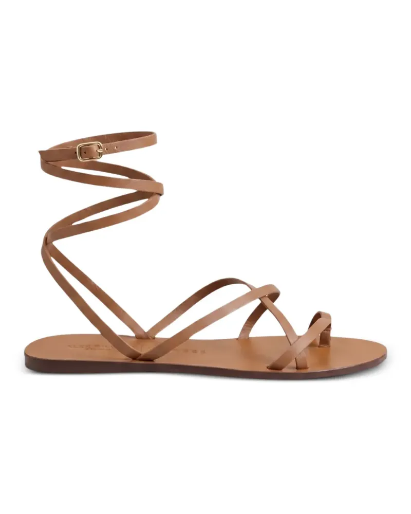 Manebí x Alex Rivière Studio Valentina wrap-around leather flat sandals - Braun Braun