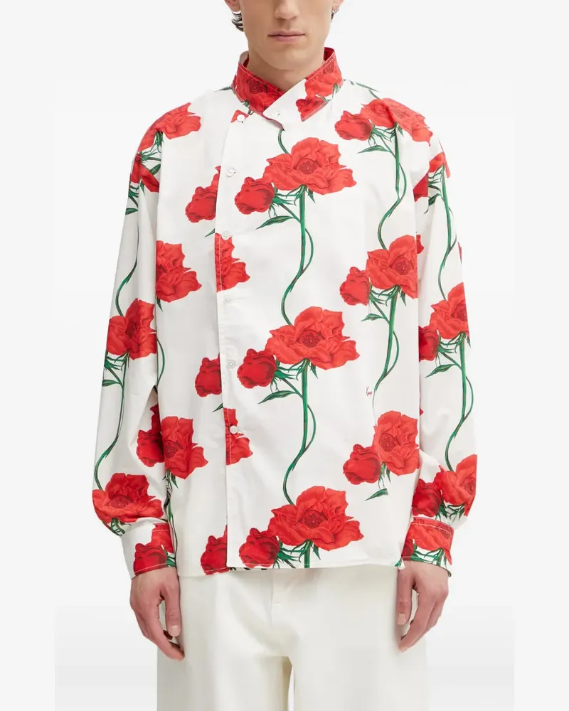 Kenzo floral-print asymmetric-front shirt - Weiß Weiß