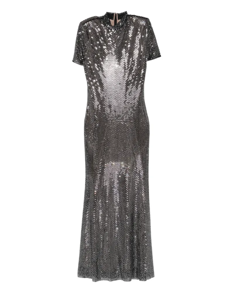 Self-Portrait Verziertes Midikleid mit kurzen Ärmeln - Schwarz Schwarz