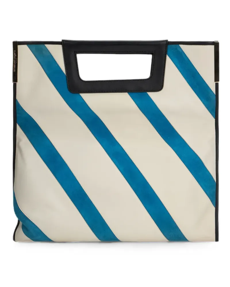 Moschino striped leather tote bag - Weiß Weiß