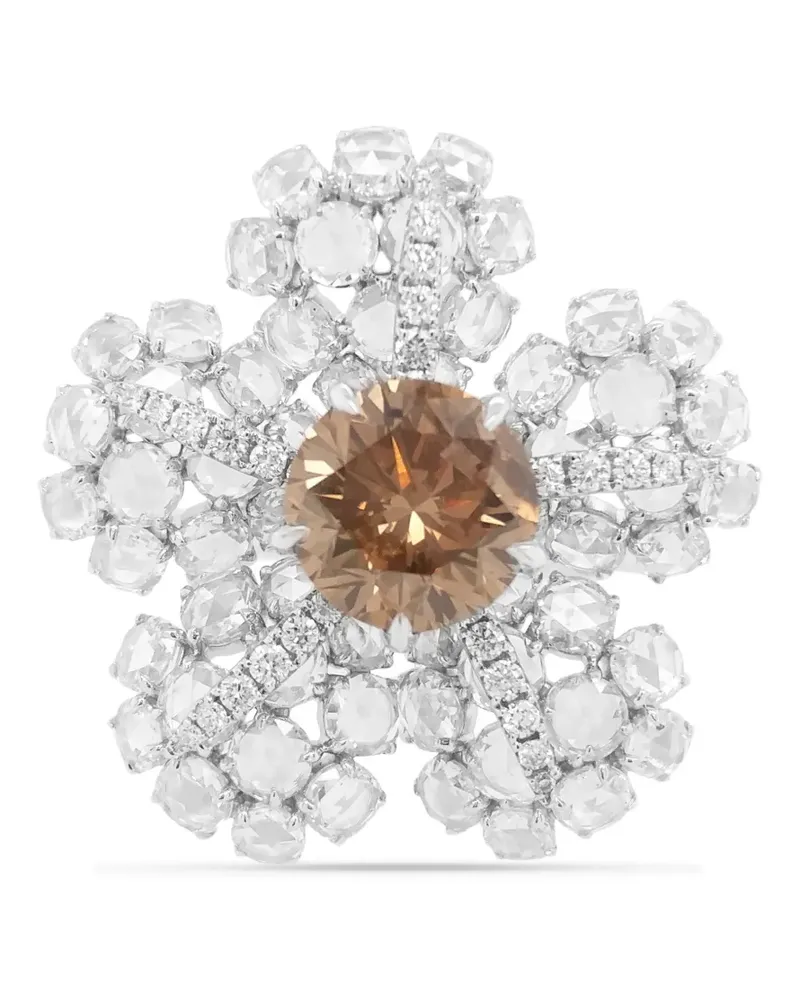 HYT Jewelry Flower Ring mit Diamanten - Silber Silber
