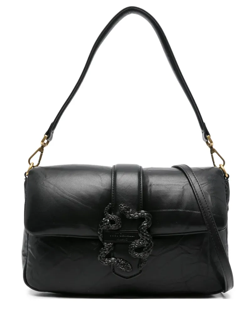 Just Cavalli Schultertasche mit Schlangen-Schnalle - Schwarz Schwarz