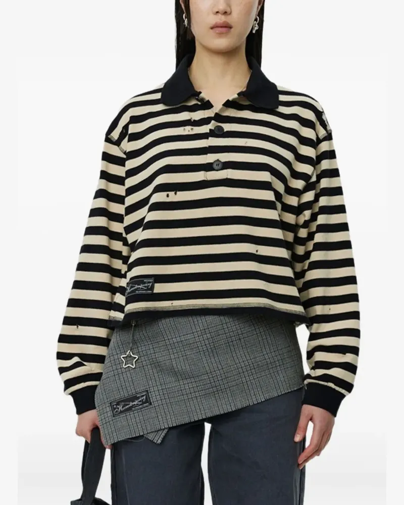 Mfpen stripped polo top - Nude Nude