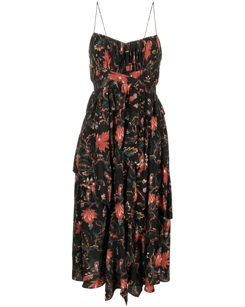 Ulla Johnson Renata Seidenkleid mit Obsidian-Print - Schwarz Schwarz
